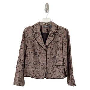 Liz Claiborne Women’s Brocade Brown and Tan Long Sleeve Blazer Size 14P